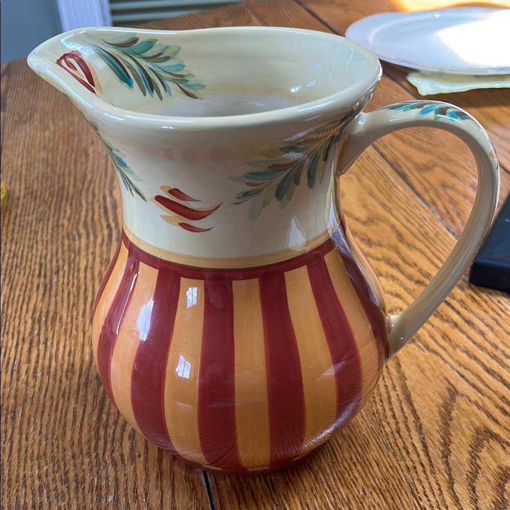 Gail Pittman Southern Living at Home Sienna pattern 48 oz. pitcher ceramic. Rust